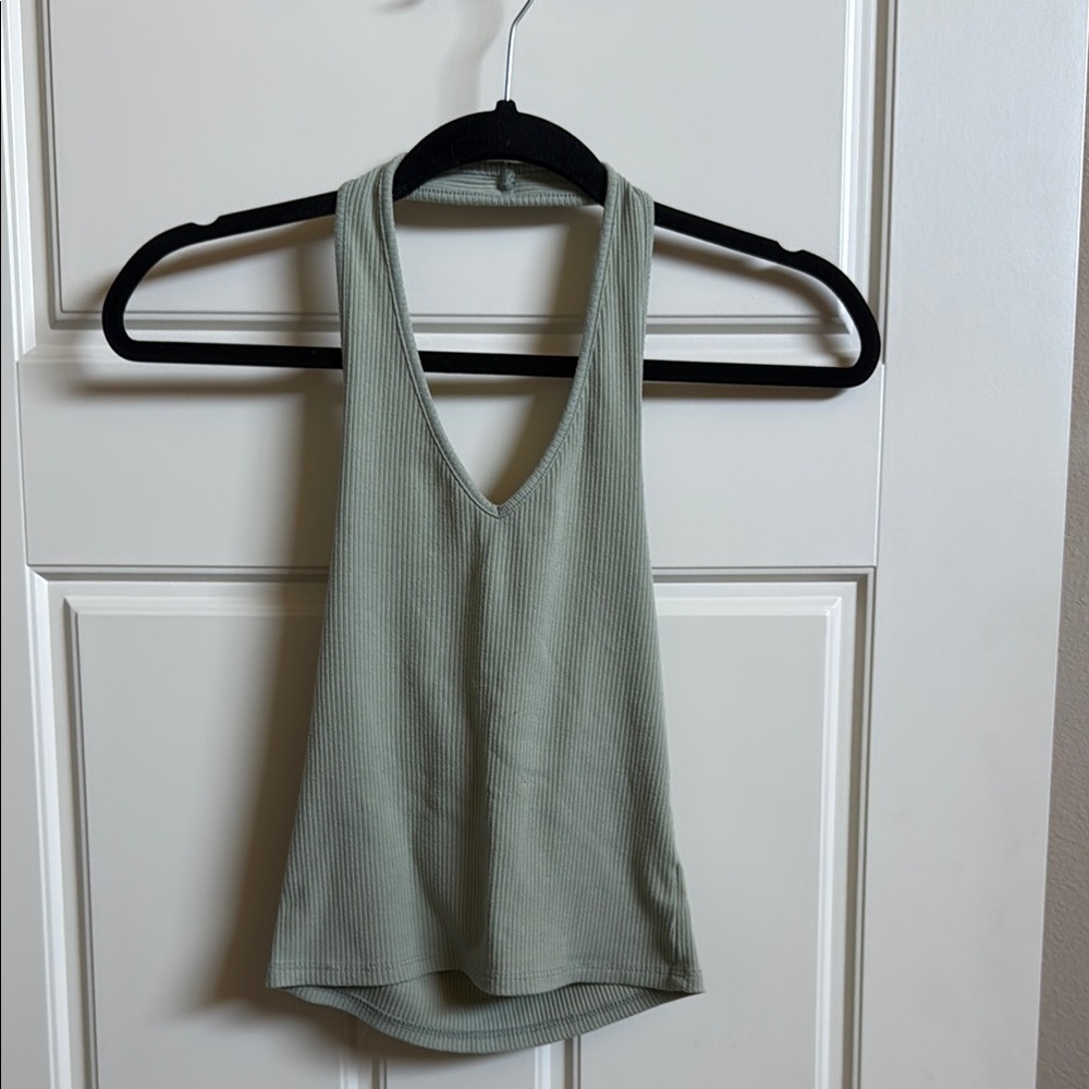 American Eagle Outfitters Olive Ribbed Tank Top